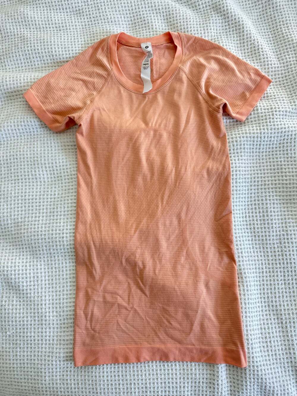 Lululemon Coral Orange Striped Short Sleeve Athletic Shirt Size 0 Raglan Tee